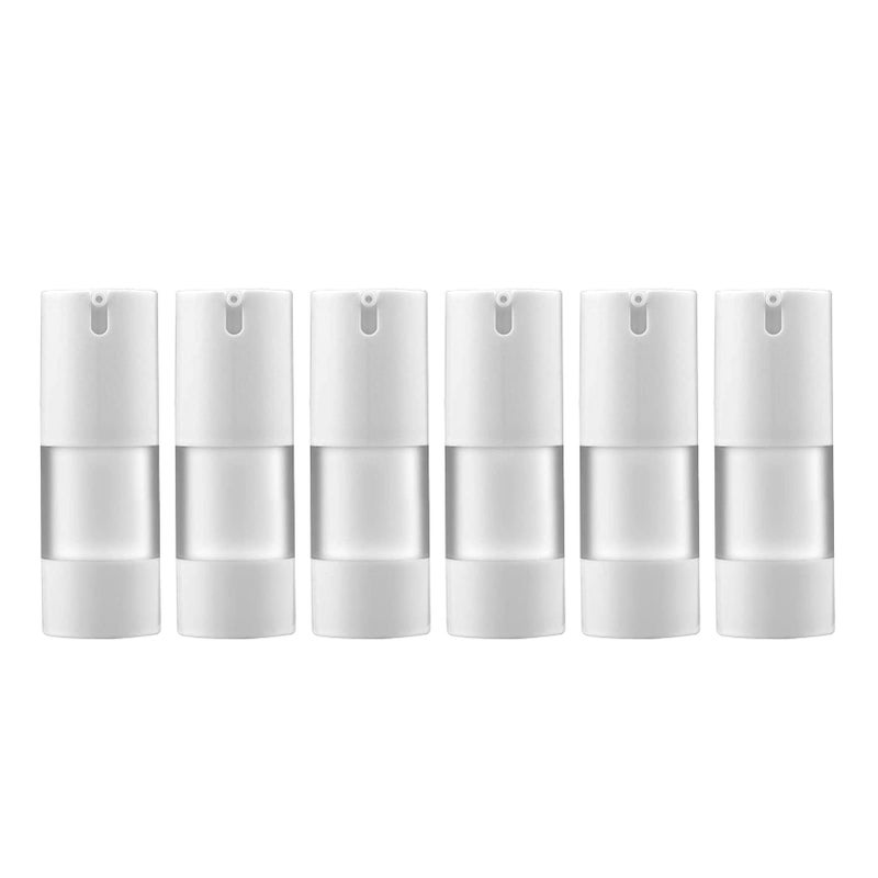 longway 0.5 Oz 15ml Airless Pump Bottles,Small Plastic Travel Vacuum Cosmetic Pump Bottles for Lotion and Cream(Pack of 6, Frosted) - Image 1